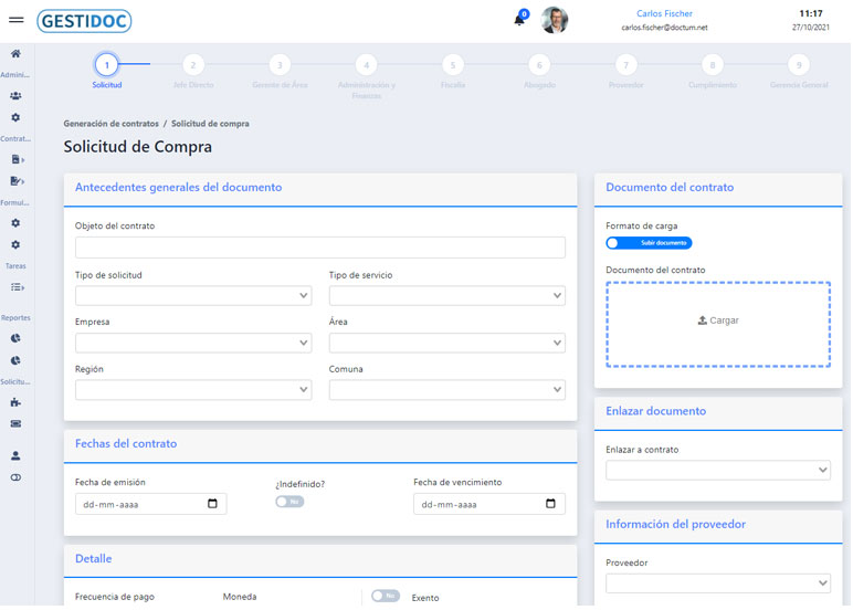 screenshot of Gestidoc Contratos